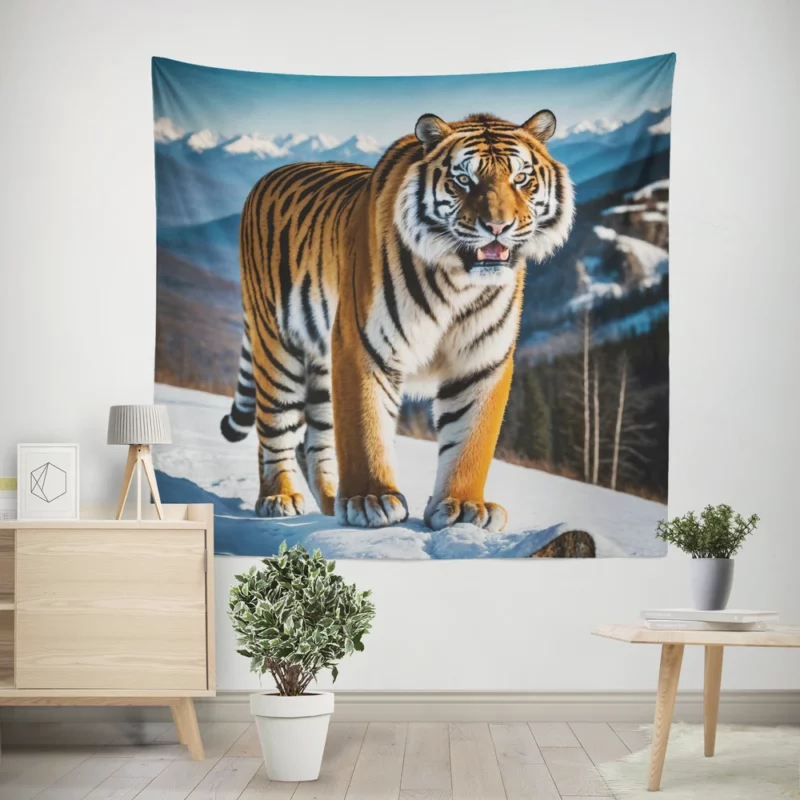 Bengal Tiger Running Through Forest Wall Tapestry