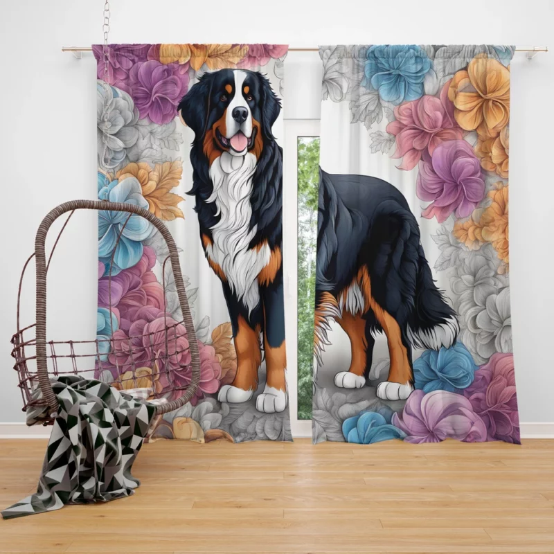 Bernese Mountain Dog Athletic Dynamo Curtain