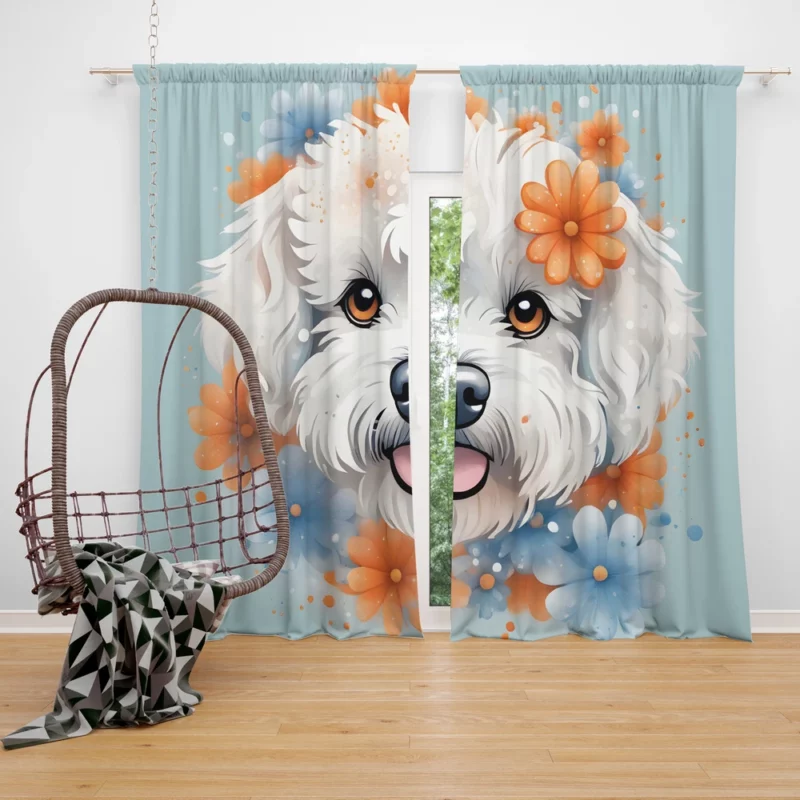 Bichon Frise Dog Adorable Athlete Curtain