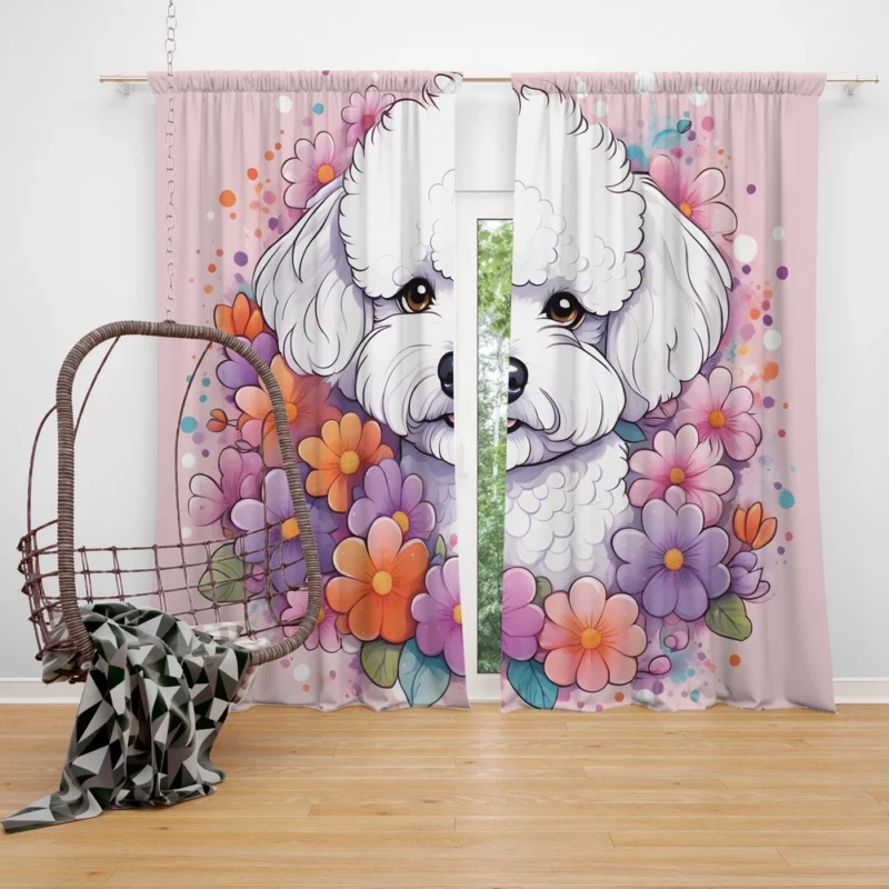 Bichon Frise Dog Energetic Explorer Curtain