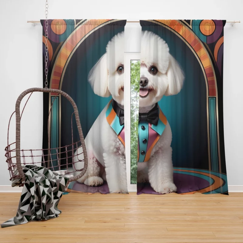 Bichon Frise Dog Graceful Guardian Curtain