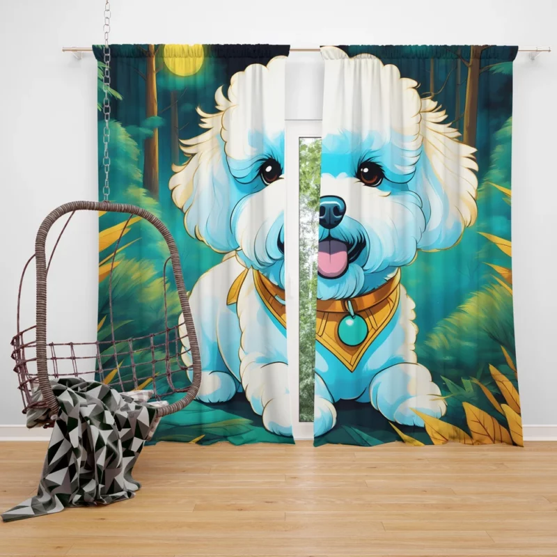 Bichon Frise Dog Intelligent Charm Curtain