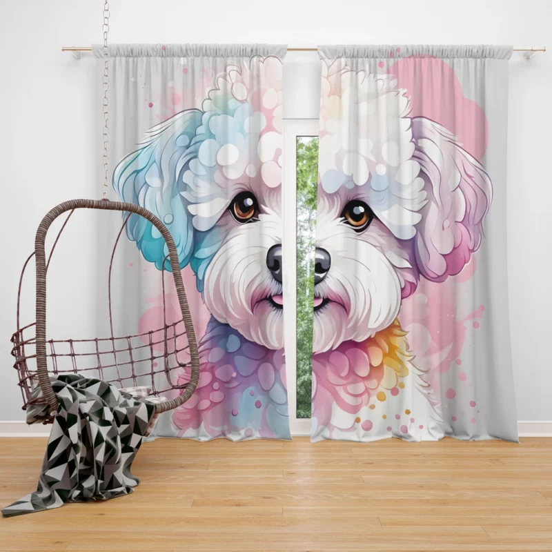 Bichon Frise Dog Lively Performer Curtain