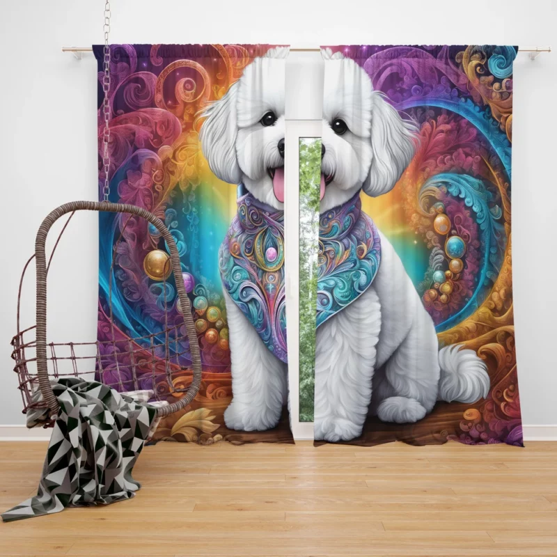 Bichon Frise Dog Melody of Elegance Curtain