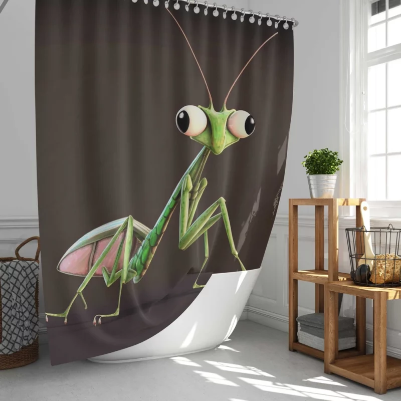 Big Eyed Mantis on Ground Shower Curtain