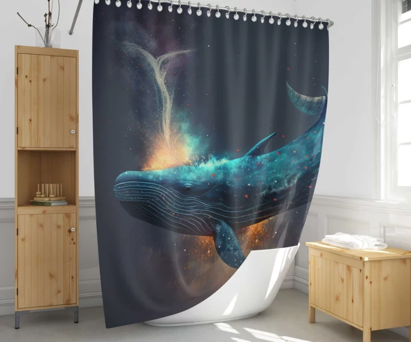 Bioluminescent Whale Tail Shower Curtain 1