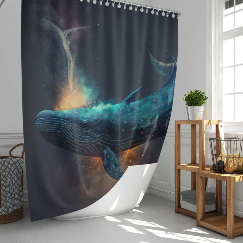Bioluminescent Whale Tail Shower Curtain