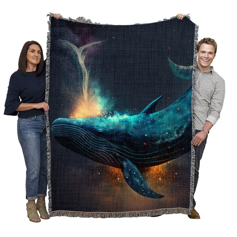 Bioluminescent Whale Tail Woven Blanket
