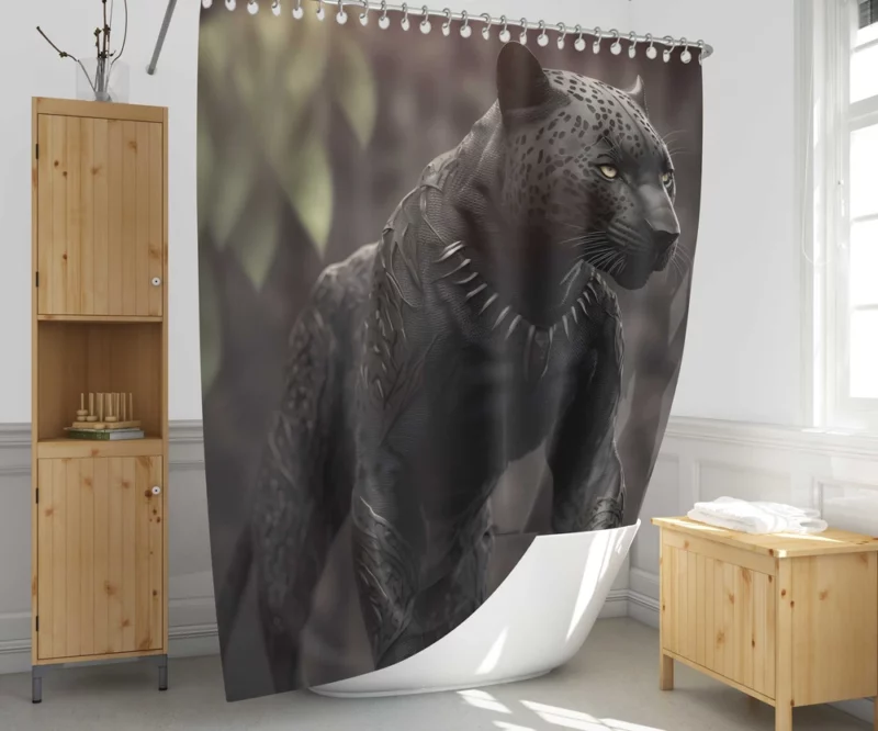 Black Jaguar Portrait Shower Curtain 1