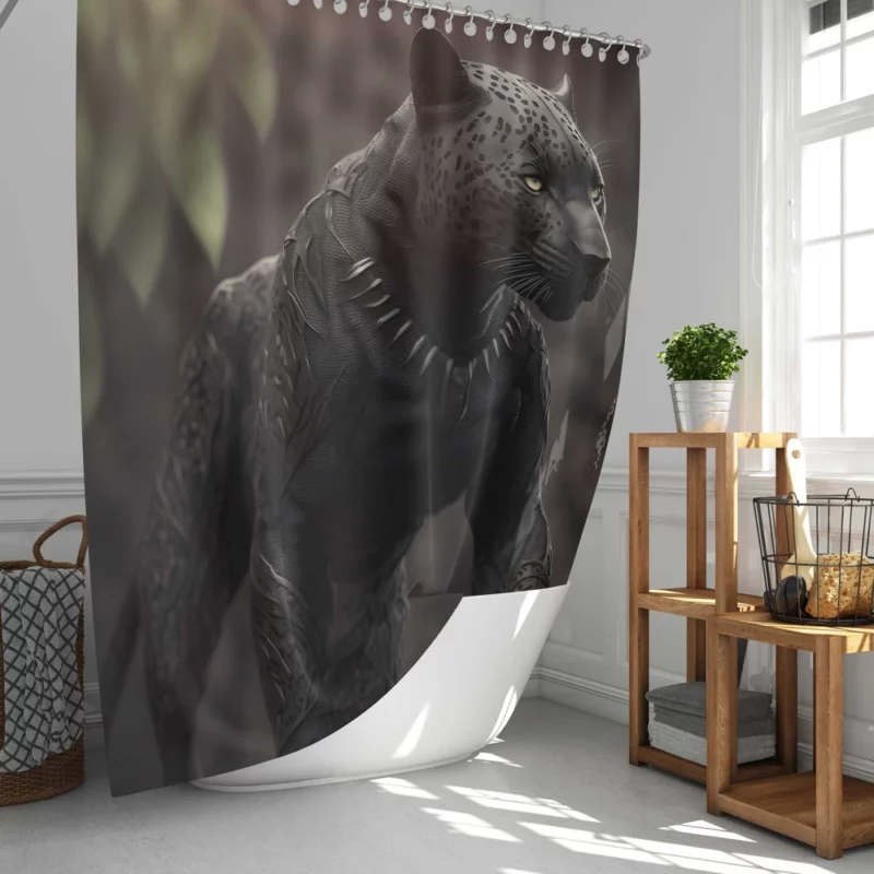 Black Jaguar Portrait Shower Curtain