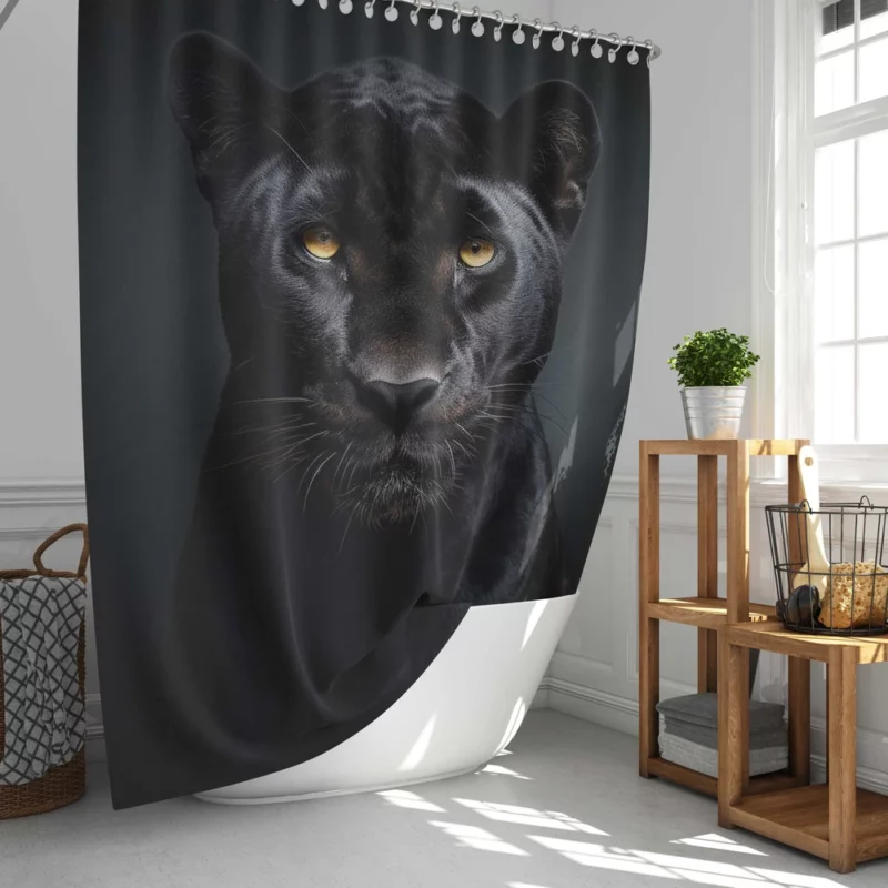 Black Leopard Portrait Shower Curtain