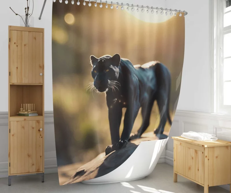 Black Panther Beside Sun Shower Curtain 1