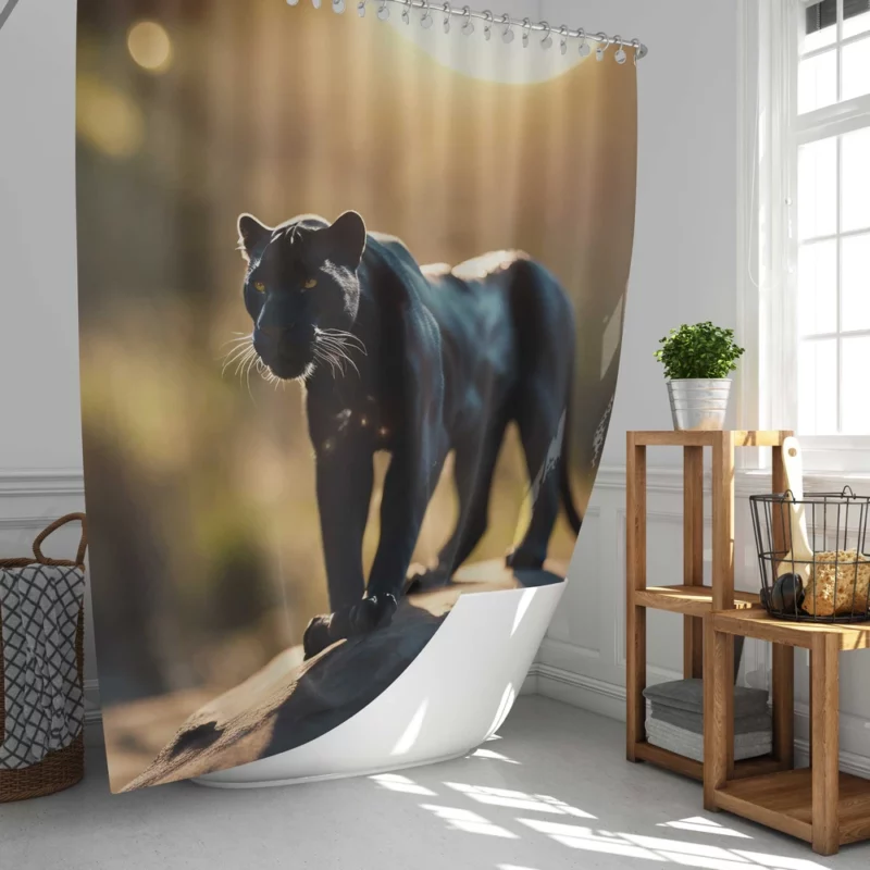 Black Panther Beside Sun Shower Curtain