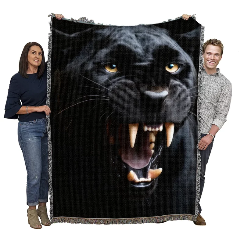 Black Panther Photograph Woven Blanket