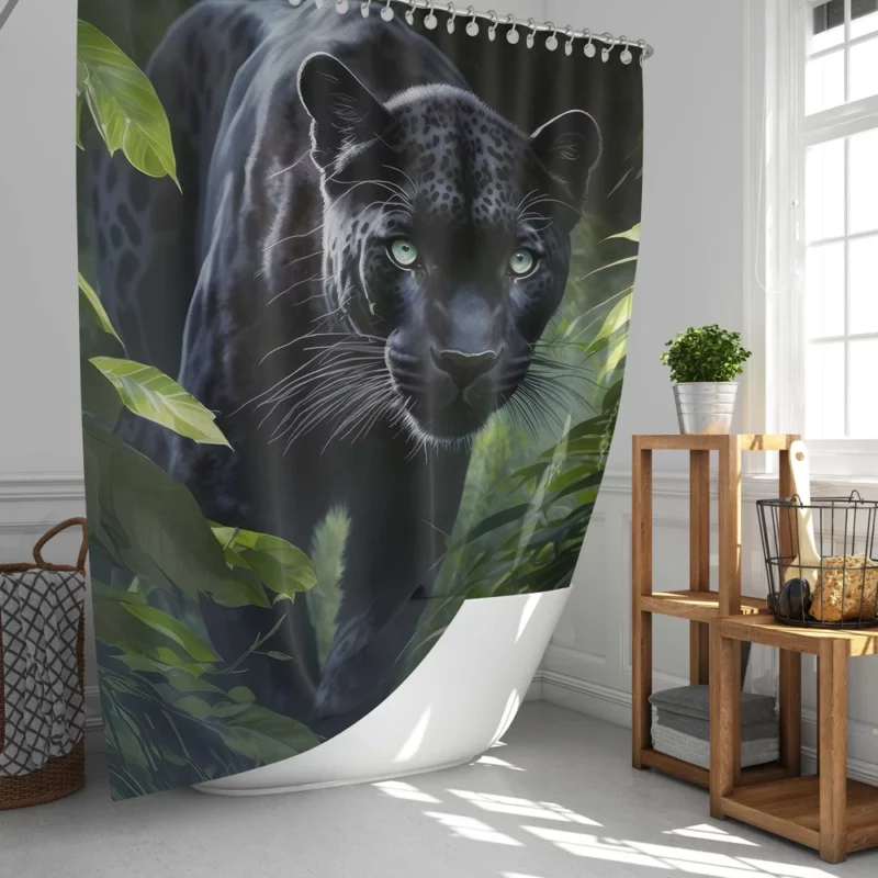 Black Panther Prowling in Jungle Shower Curtain