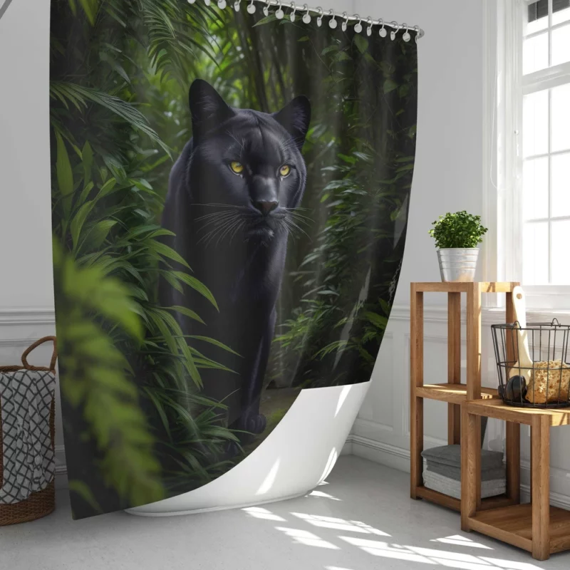 Black Panther in Forest Shower Curtain