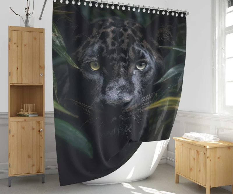 Black Panther in Jungle Shower Curtain 1