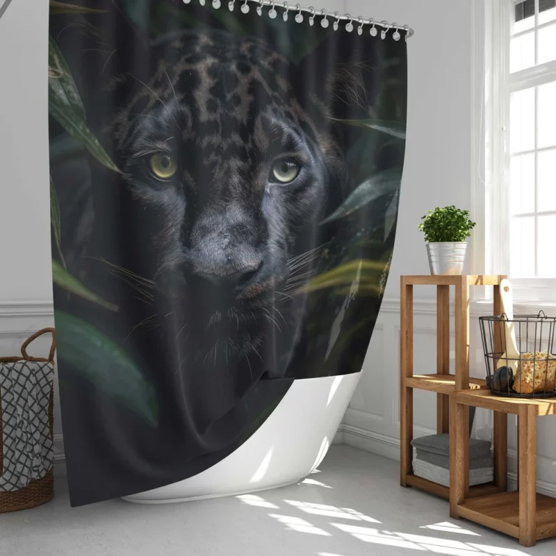 Black Panther in Jungle Shower Curtain