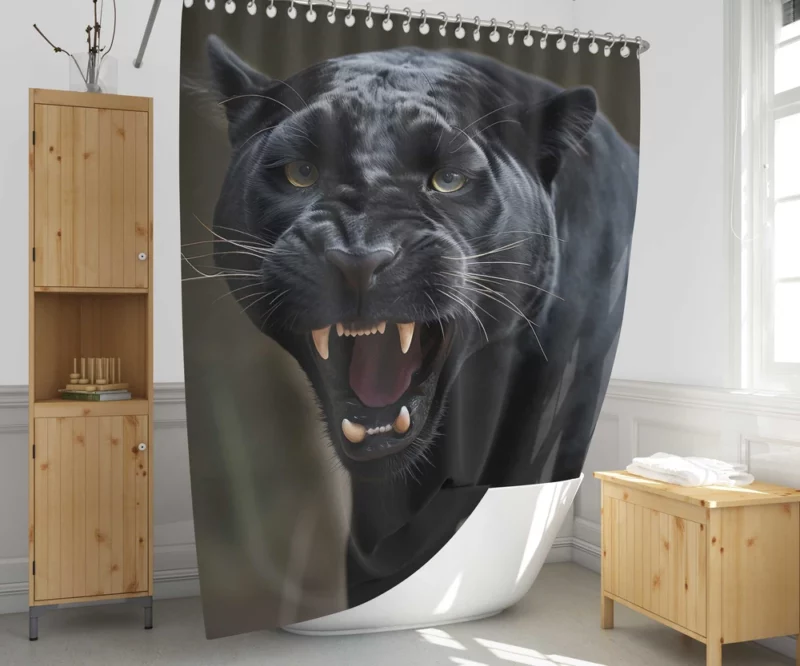 Black Panther in Nature Shower Curtain 1