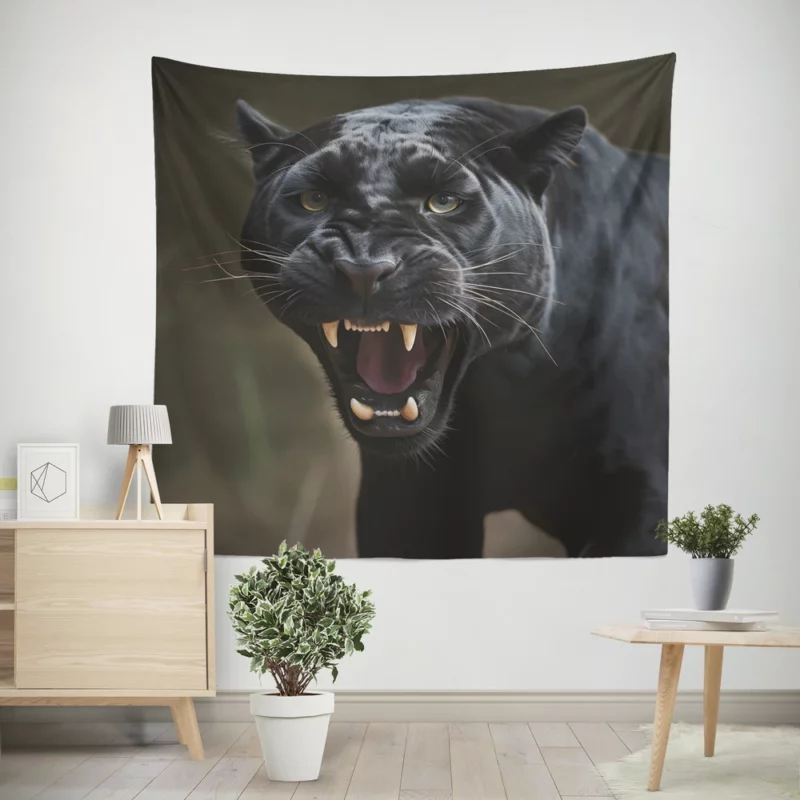 Black Panther in Nature Wall Tapestry