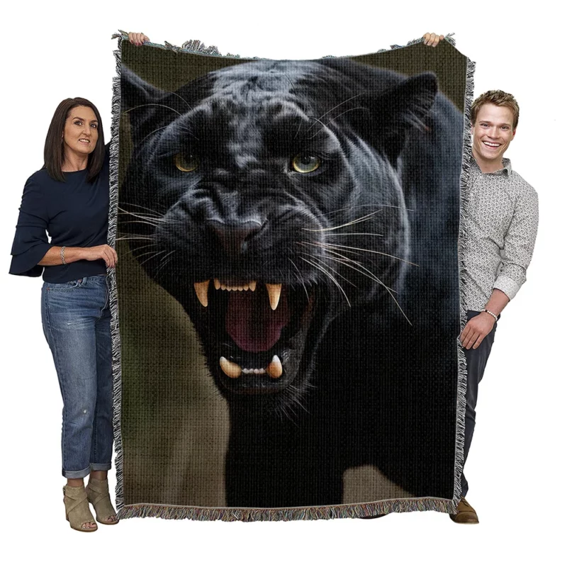 Black Panther in Nature Woven Blanket