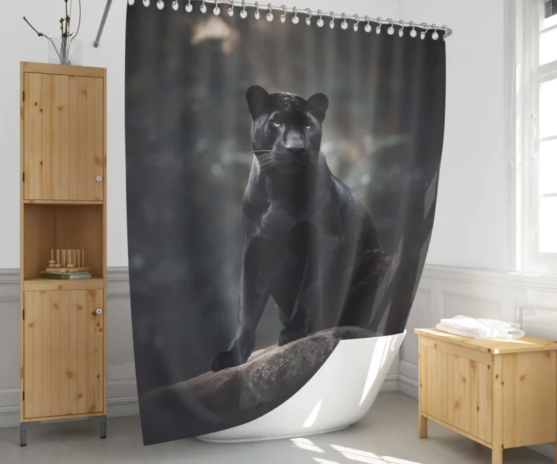 Black Panther in Wilderness Shower Curtain 1