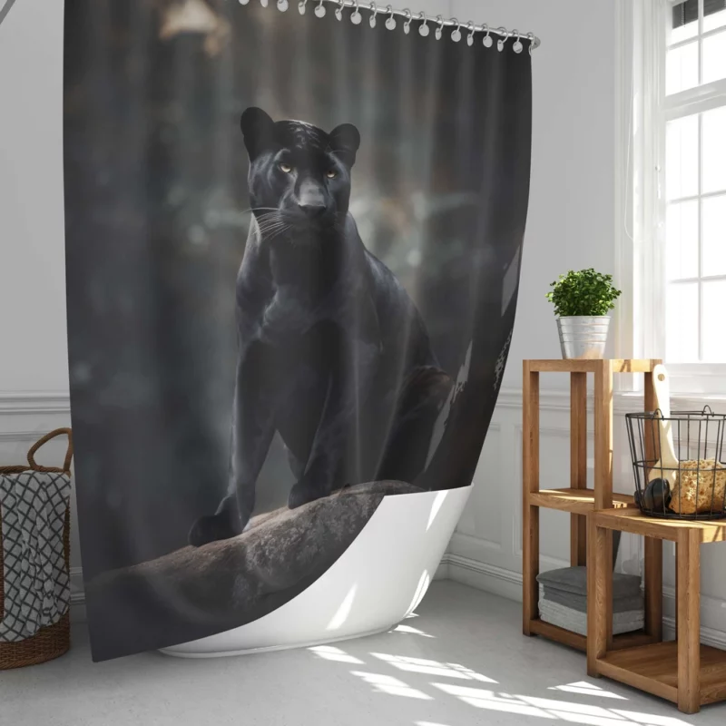 Black Panther in Wilderness Shower Curtain