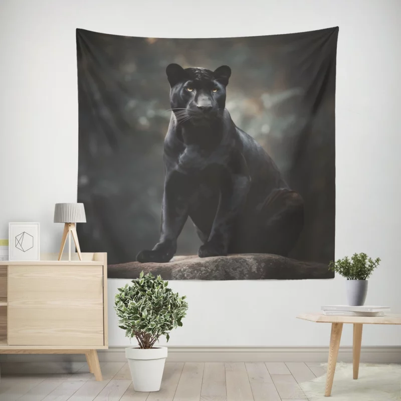 Black Panther in Wilderness Wall Tapestry