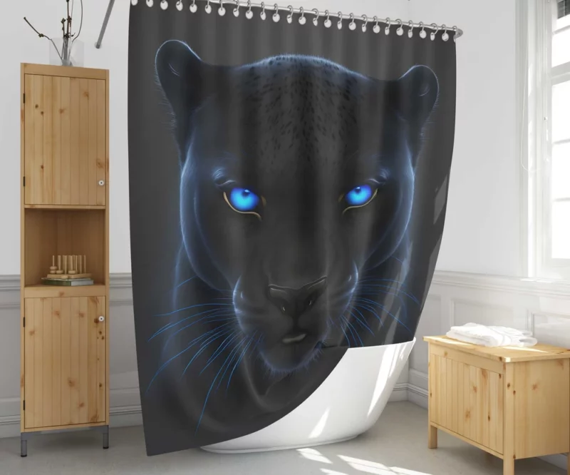 Black Panther on Black Background Shower Curtain 1