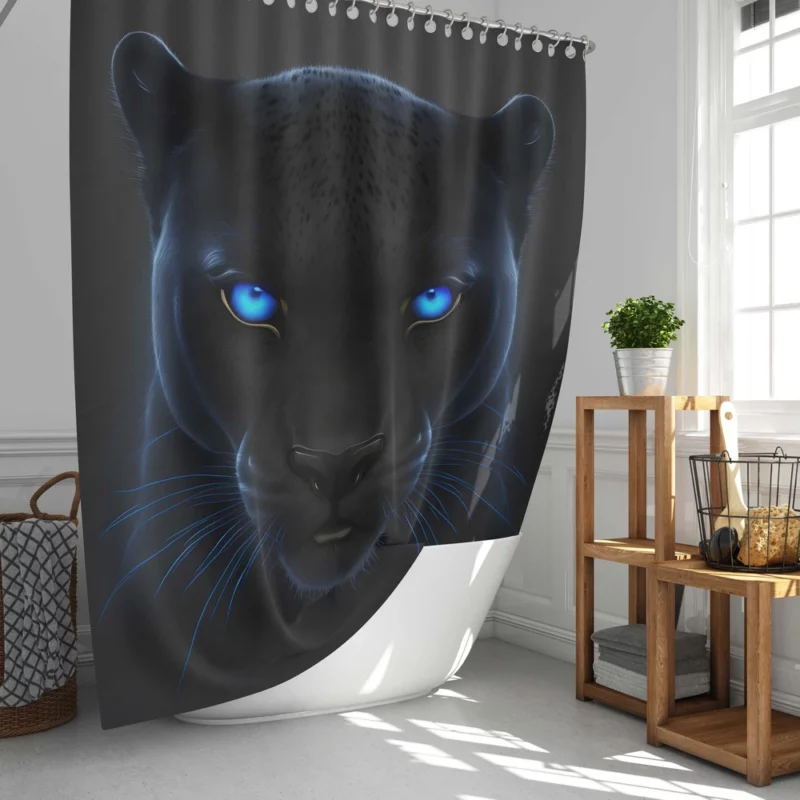 Black Panther on Black Background Shower Curtain