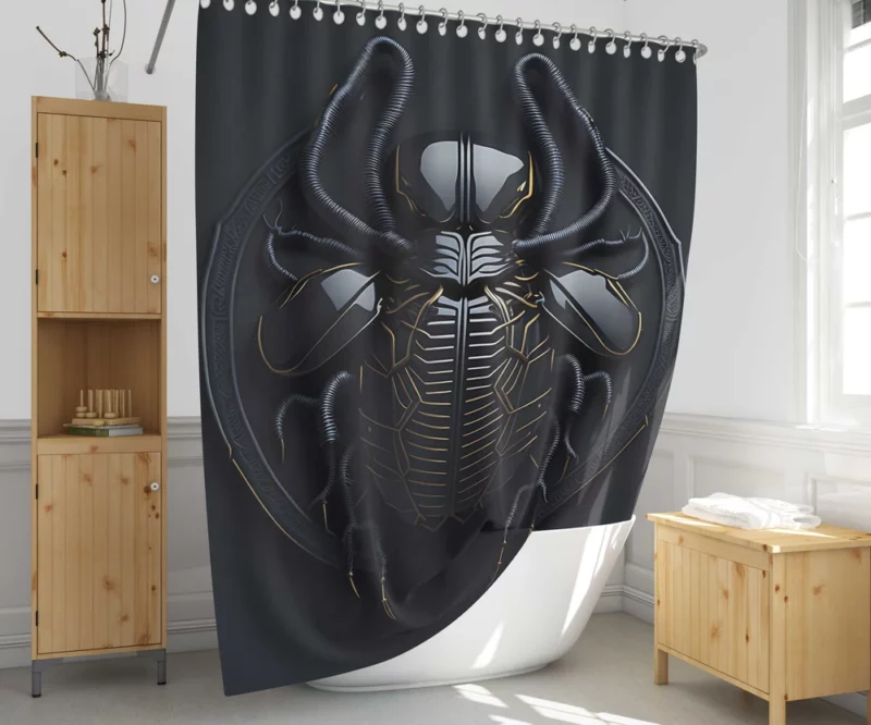 Black Scarab Logo Design Shower Curtain 1