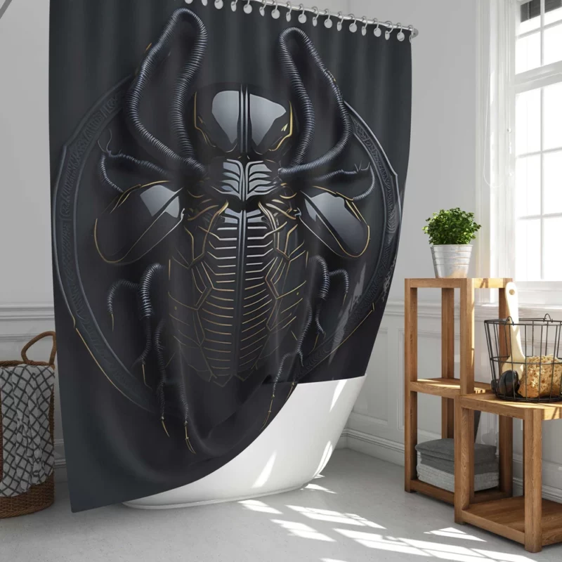 Black Scarab Logo Design Shower Curtain