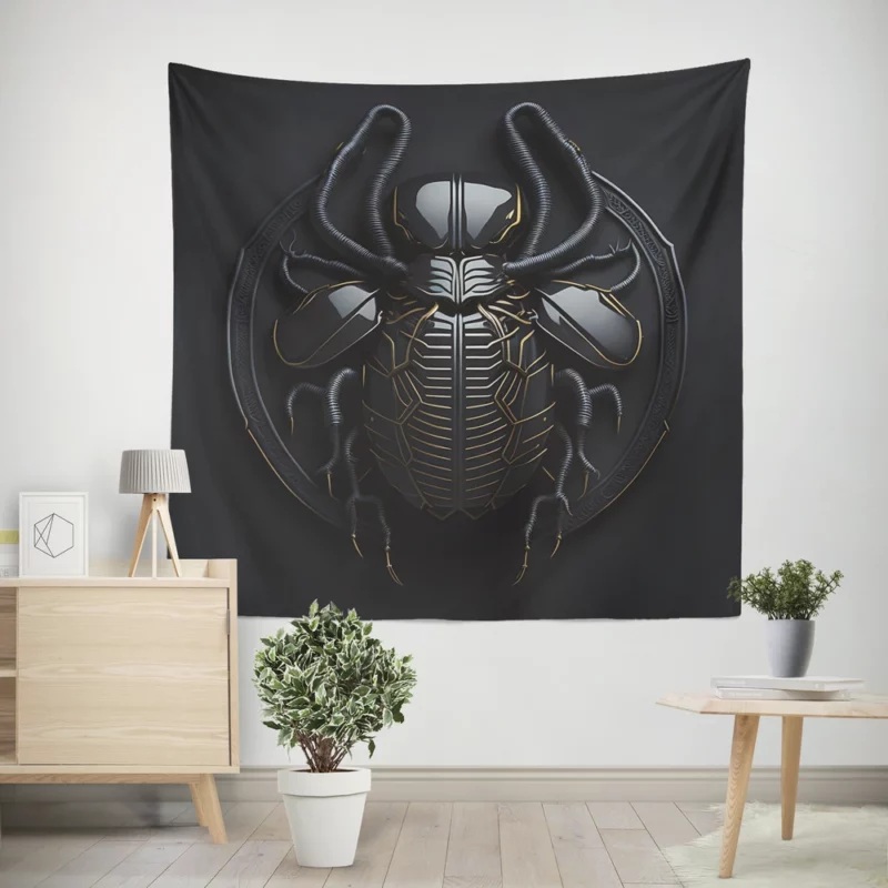 Black Scarab Logo Design Wall Tapestry