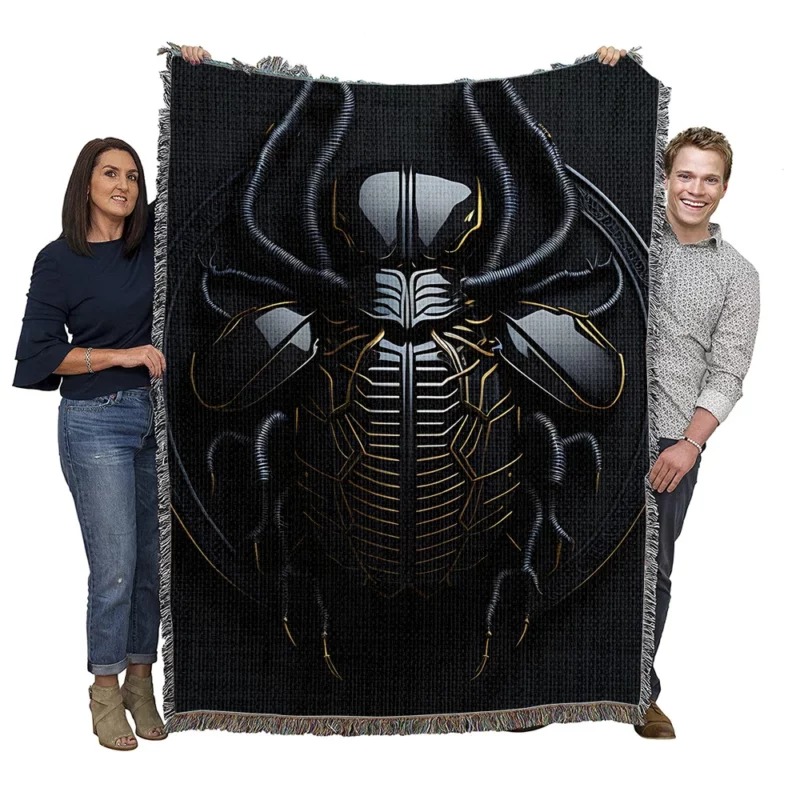 Black Scarab Logo Design Woven Blanket