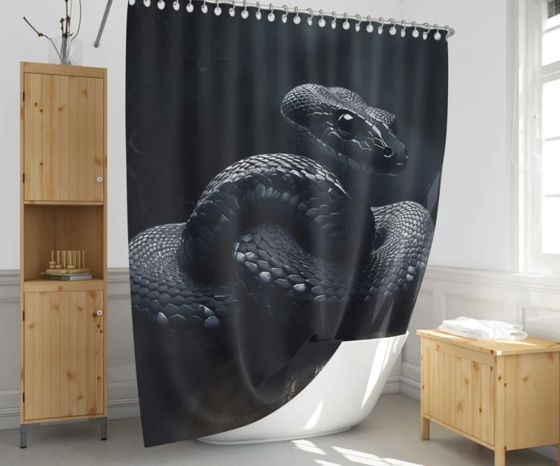 Black Snake AI Artwork Shower Curtain 1