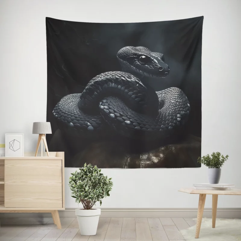 Black Snake AI Artwork Wall Tapestry