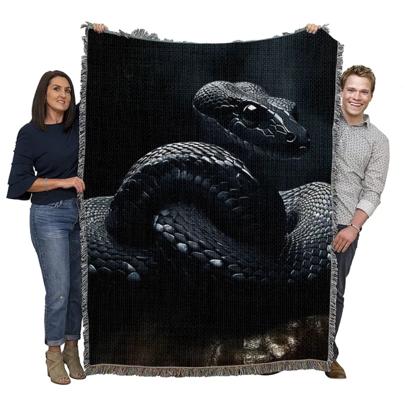 Black Snake AI Artwork Woven Blanket