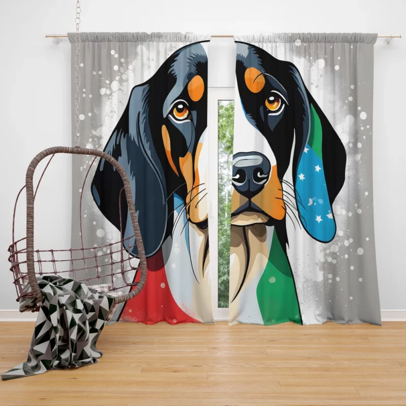 Black and Tan Coonhound Dog Dynamic Explorer Curtain