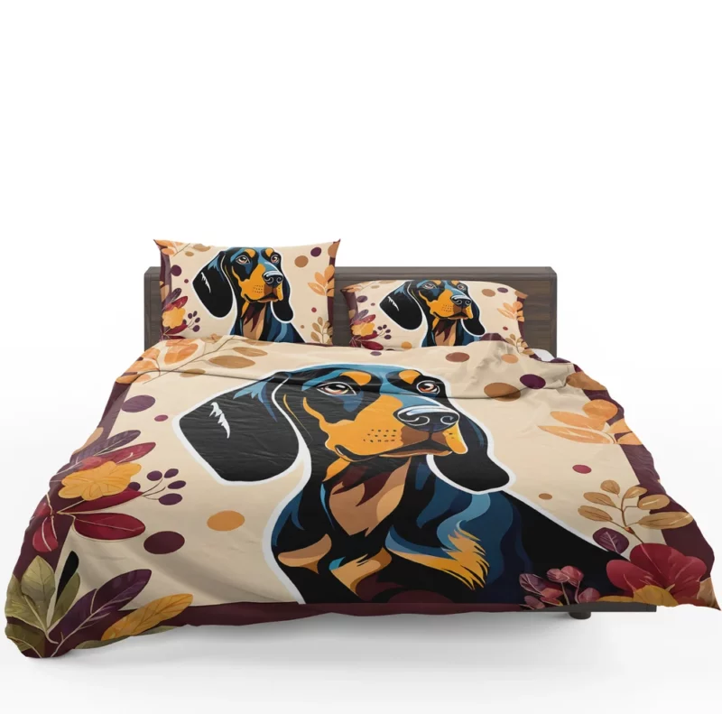 Black and Tan Coonhound Dog Graceful Guardian Bedding Set 1