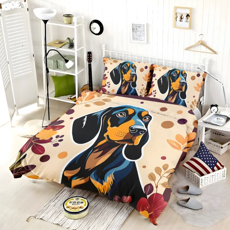 Black and Tan Coonhound Dog Graceful Guardian Bedding Set