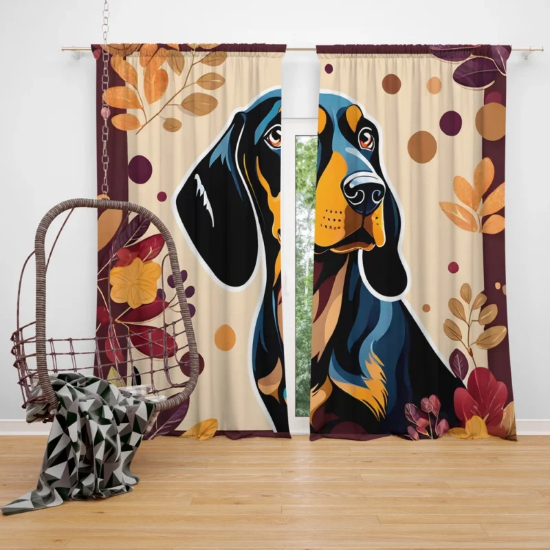 Black and Tan Coonhound Dog Graceful Guardian Curtain