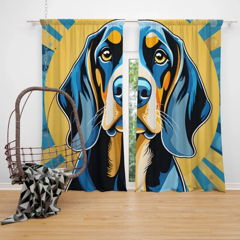 Black and Tan Coonhound Dog Sleek Athlete Curtain