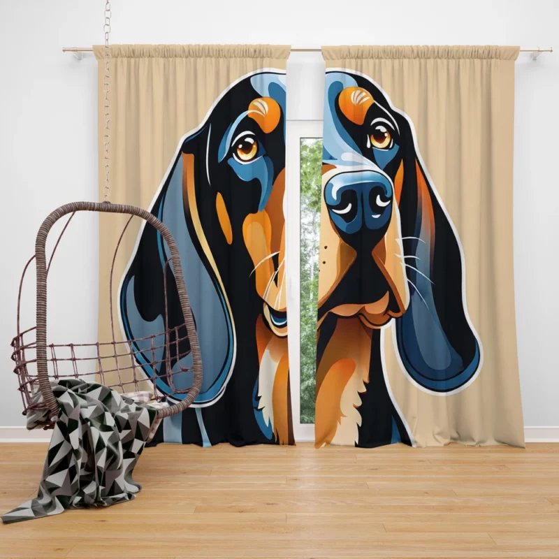 Black and Tan Coonhound Dog Tenacious Tracker Curtain