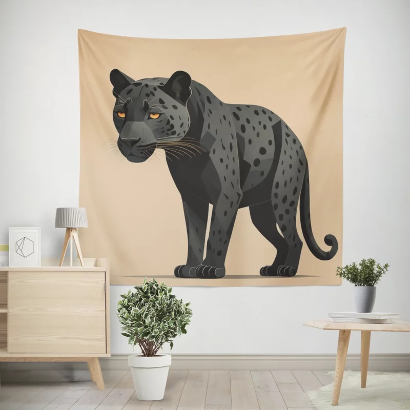 Black and White Jaguar Portrait Wall Tapestry