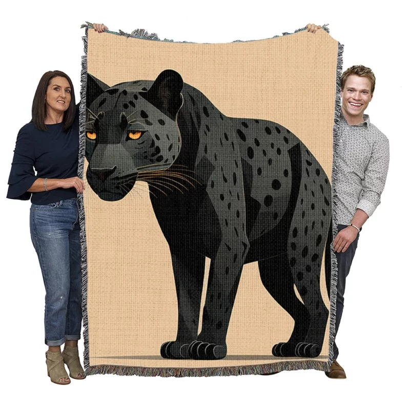 Black and White Jaguar Portrait Woven Blanket