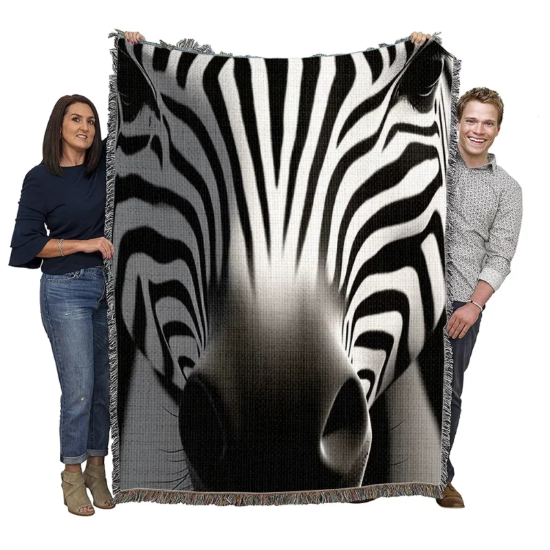 Black and White Zebra Pattern Woven Blanket