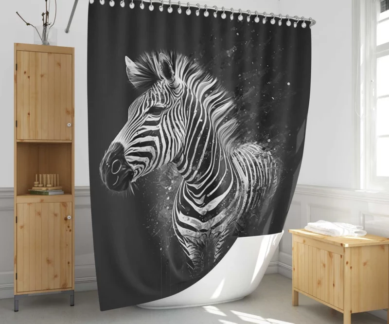 Black and White Zebra Theme Shower Curtain 1
