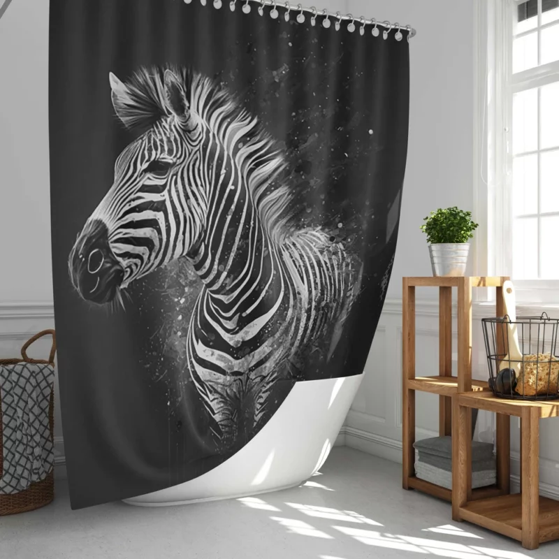 Black and White Zebra Theme Shower Curtain