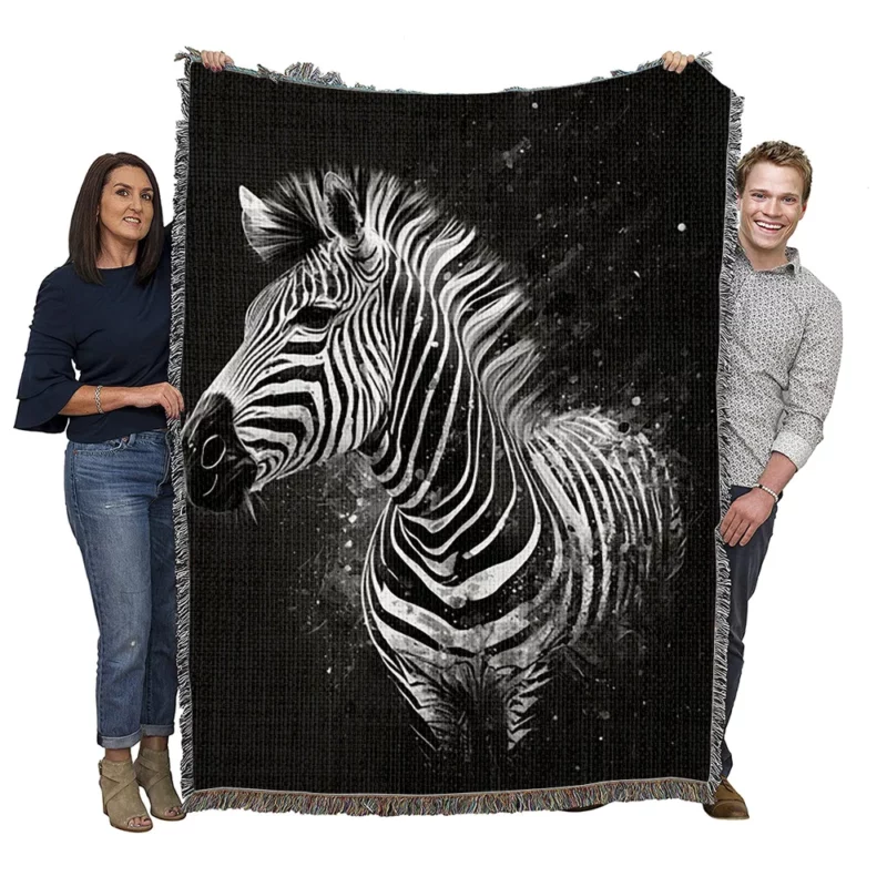 Black and White Zebra Theme Woven Blanket