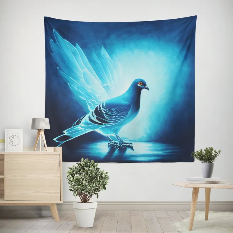 Blue Dove Cub Painting Wall Tapestry